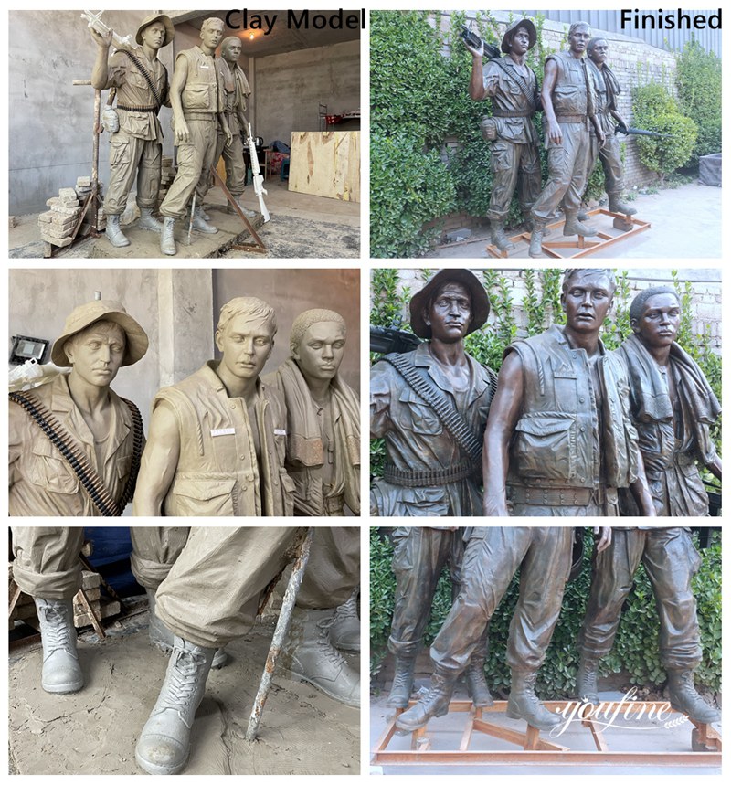 Bronze Vietnam Memorial 3 Servicemen Statue Casting Process