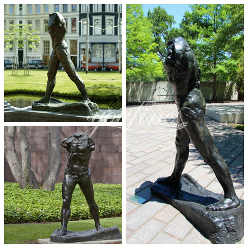 Bronze Walking Torso Man Statue Details