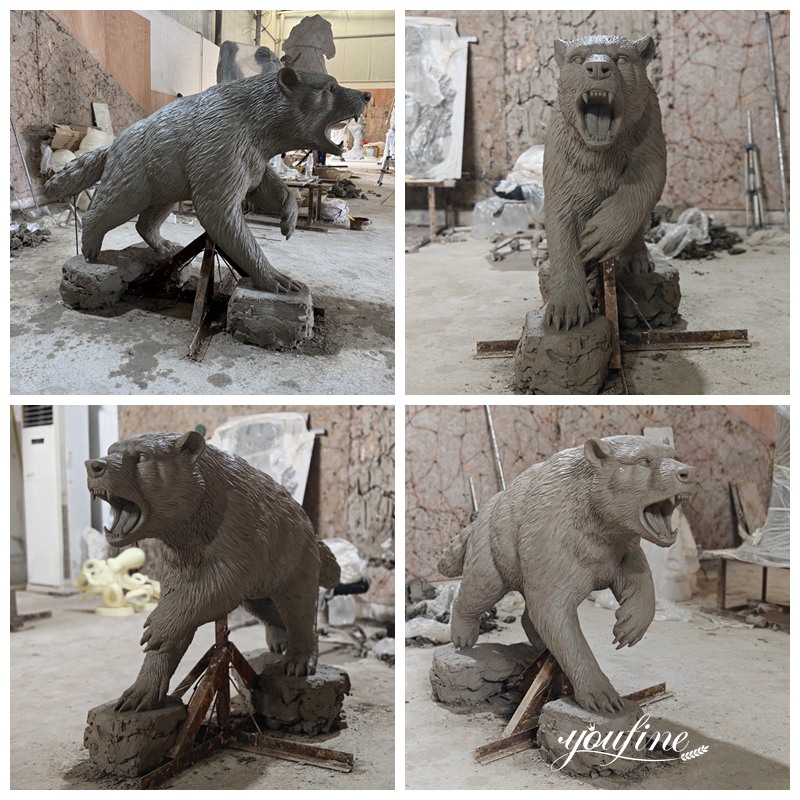 Bronze Wolverine Animal Sculpture Clay Model Details