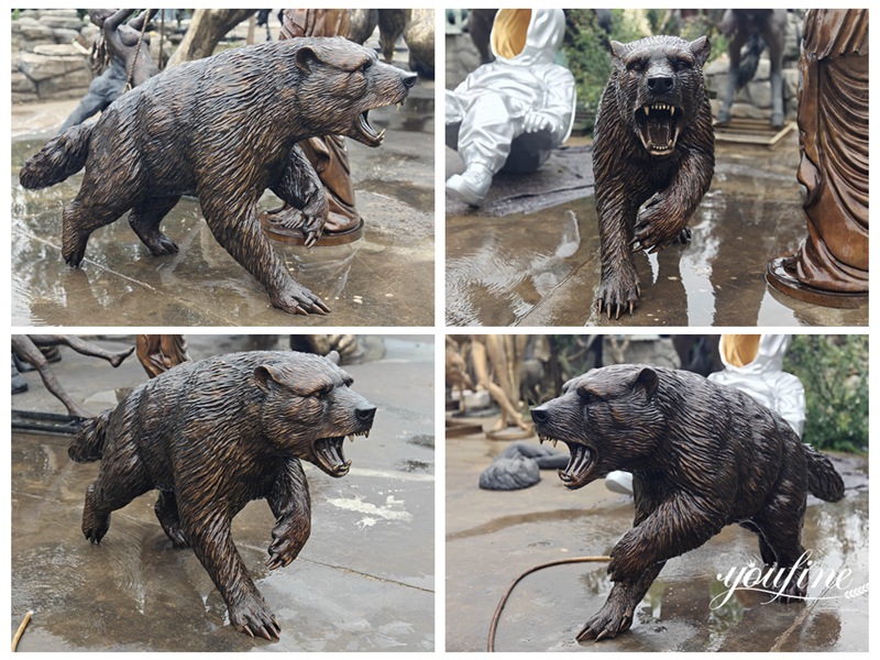 Bronze Wolverine Animal Sculpture Details