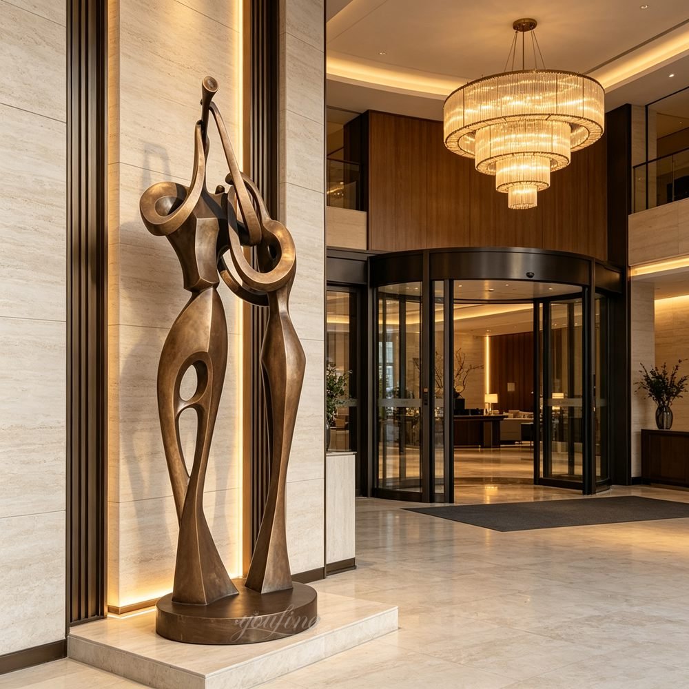 Bronze abstract lovers sculpture for hotel foyer decor