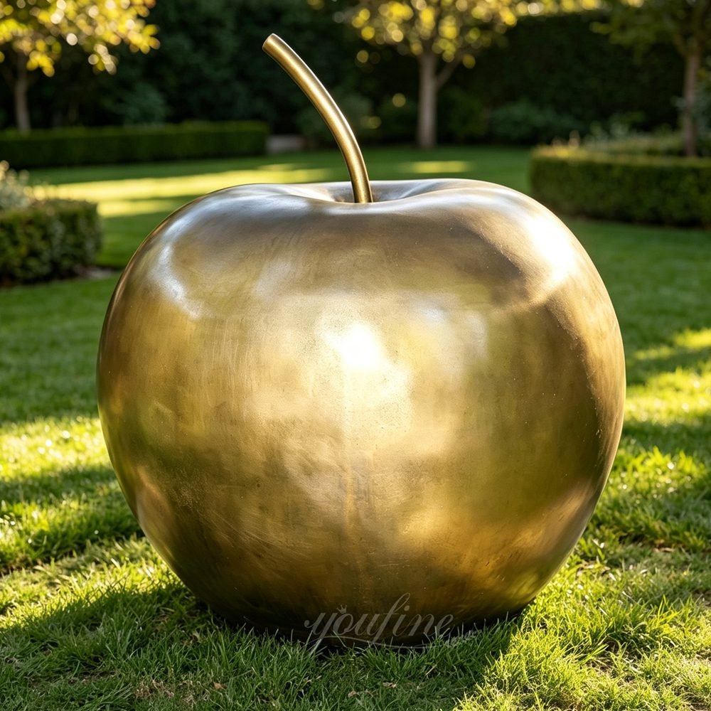 Bronze apple sculpture for garden