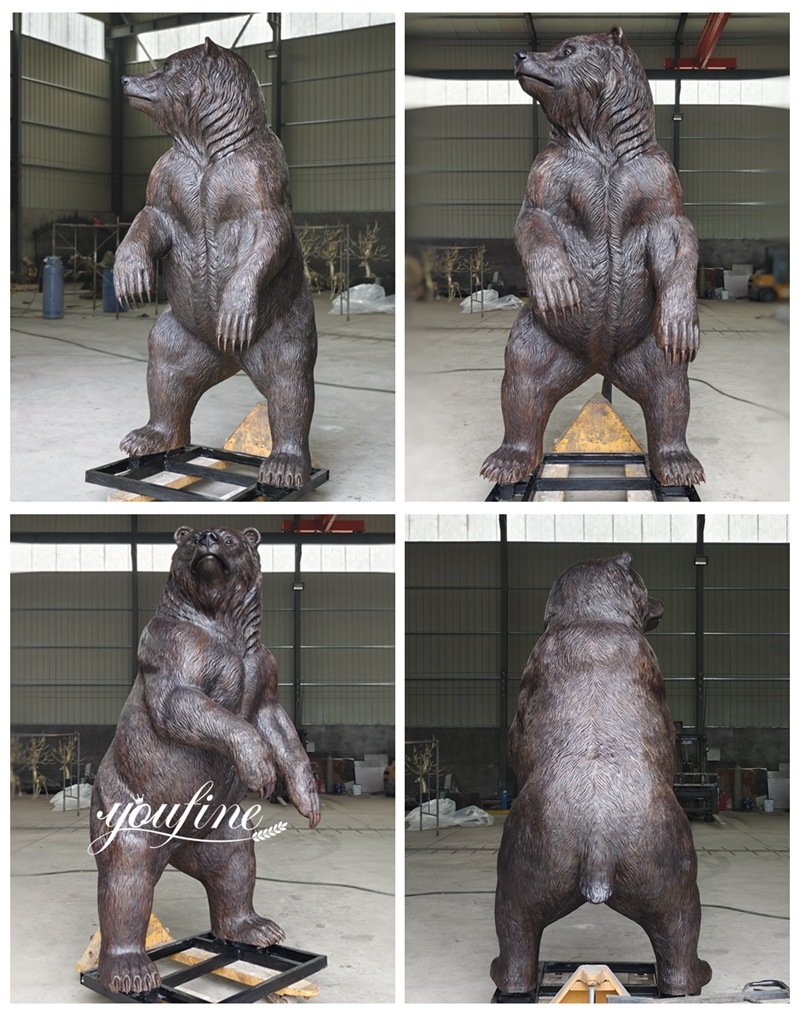 Brown Bronze Large Bear Garden Statue Details