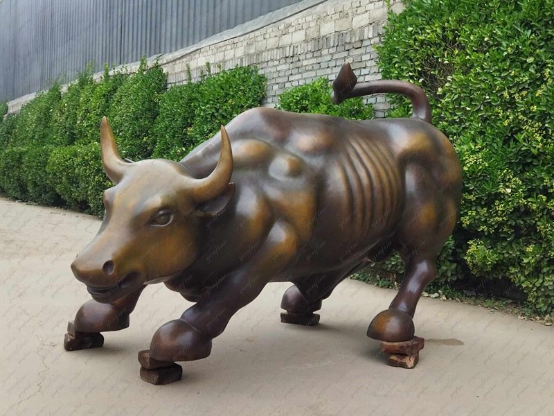 Brown Charging Bull Sculpture