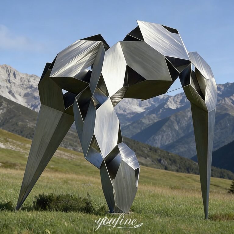 Brushed Stainless Steel Geometric Art Sculpture