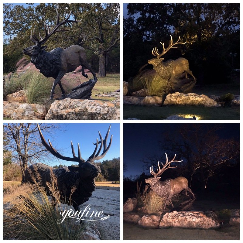 Canadian bronze white-tailed deer sculpture for outdoor lawn decoration