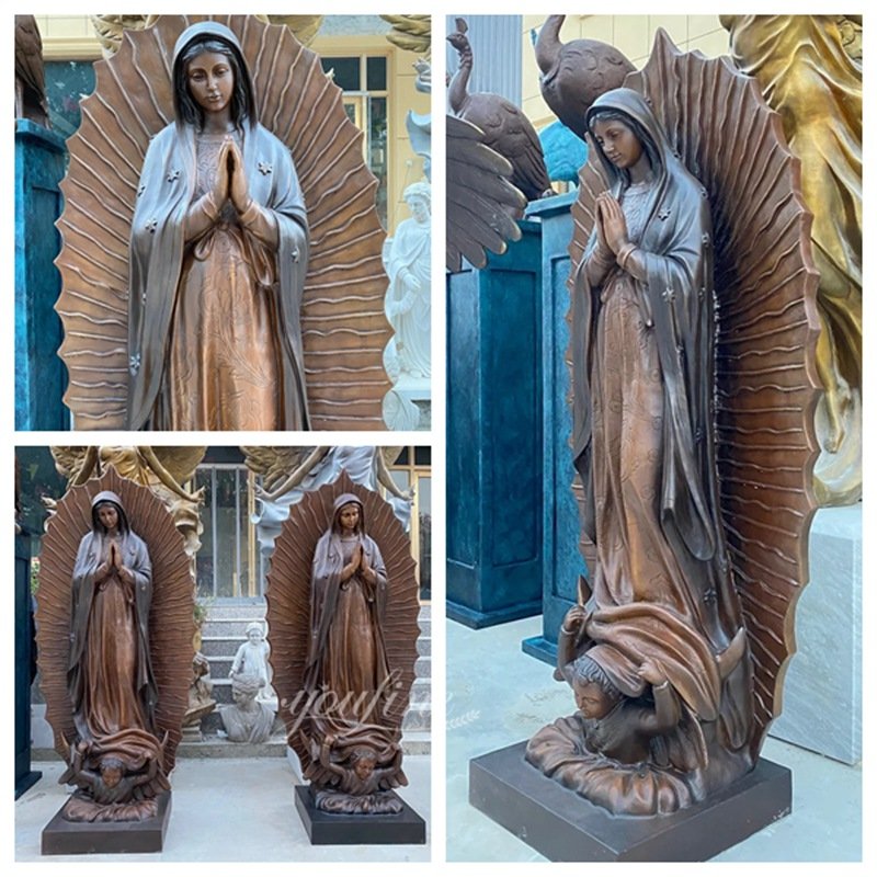 Catholic Bronze Rosa De Guadalupe Statue Details