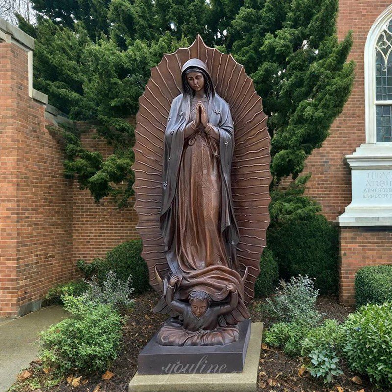 Catholic Bronze Rosa De Guadalupe Statue for Church Decor