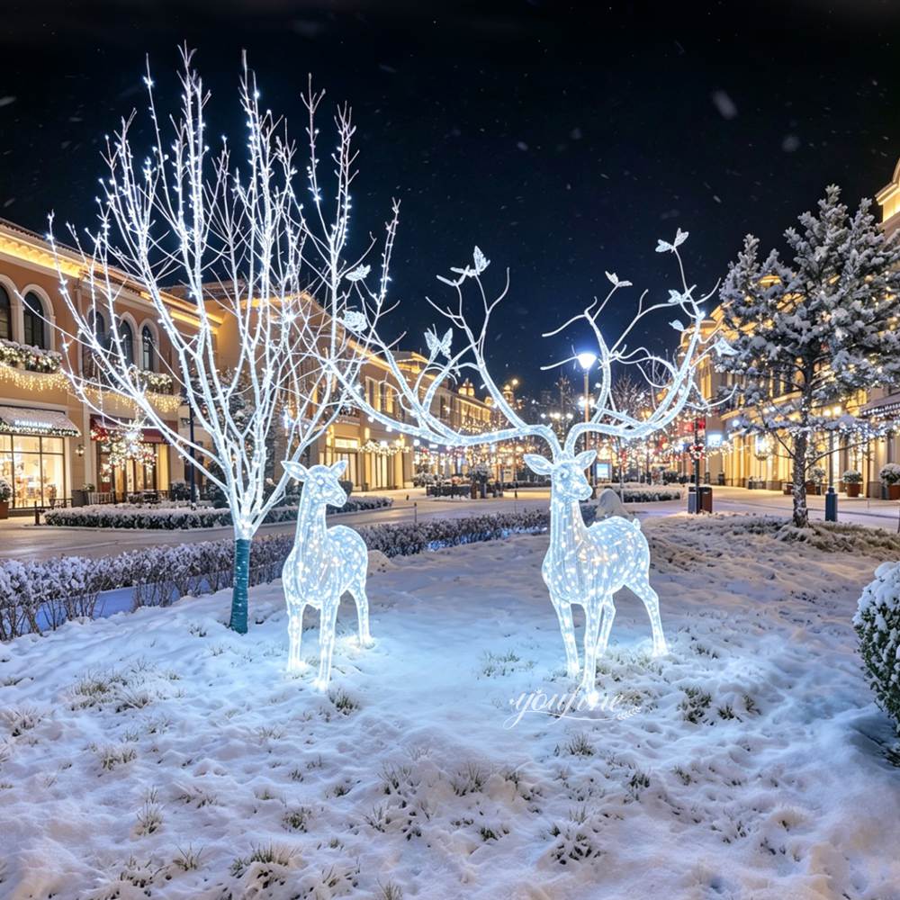Charming Lighting Stainless Steel Wire Deer Sculpture