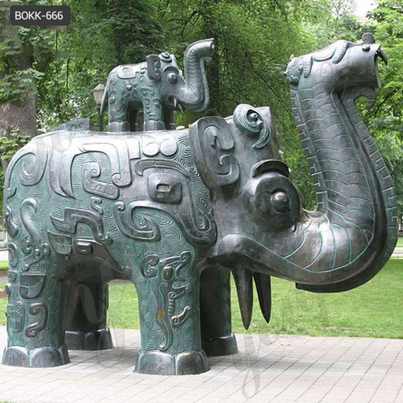 Chinese Style Bronze Abstract Elephant Sculpture for Sale BOKK-666 (1)