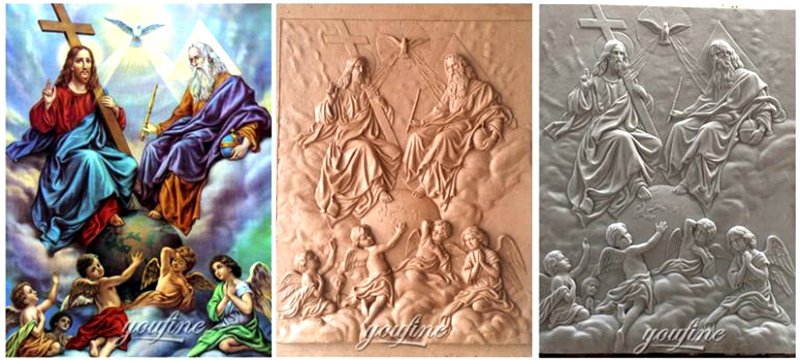 Church-interior-wall-decor-Holy-Trinity-marble-relief-sculpture-made-from-a-image-process