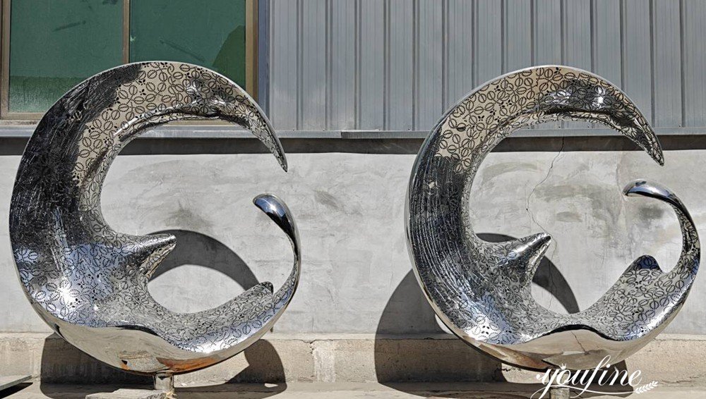 Circle Hollow Stainless Steel Wave Sculpture