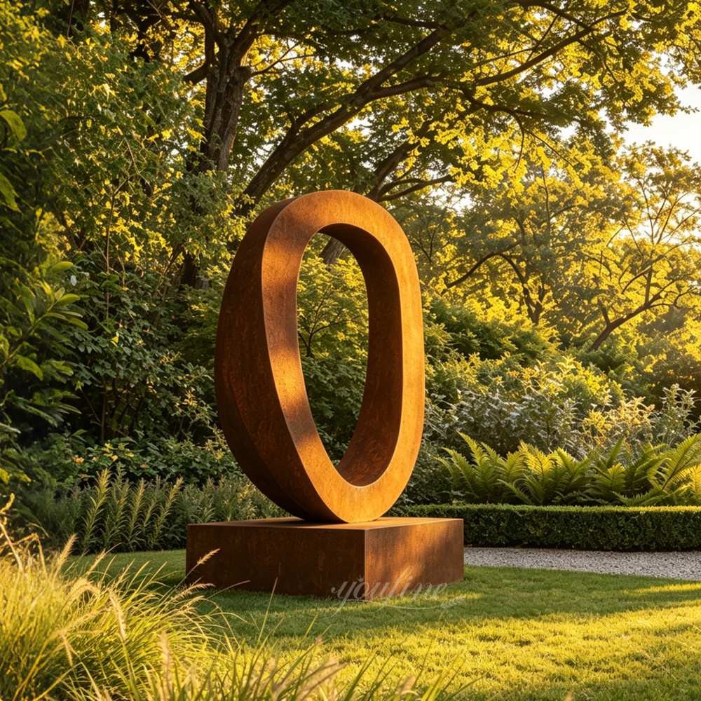 Circular Corten steel sculpture