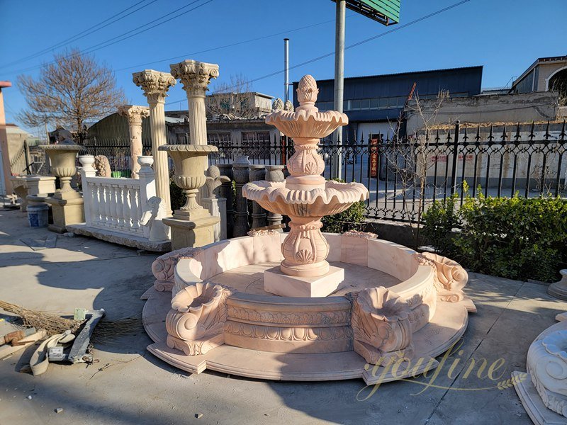 Classical Outdoor Marble Water Garden 3 Tiers Fountain