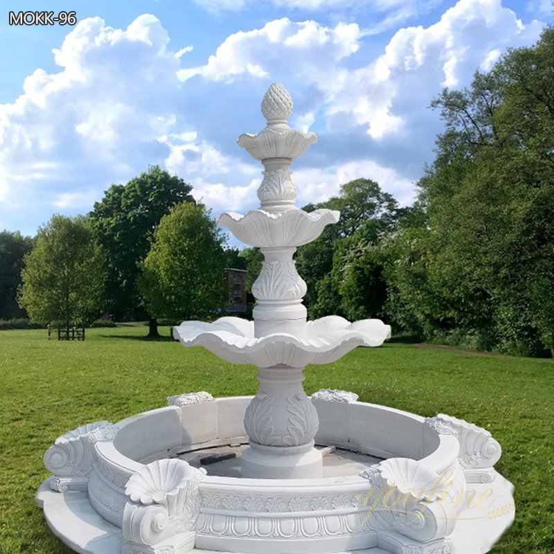 Classical Outdoor White Marble Water Garden 3 Tiers Fountain For Sale MOKK-96