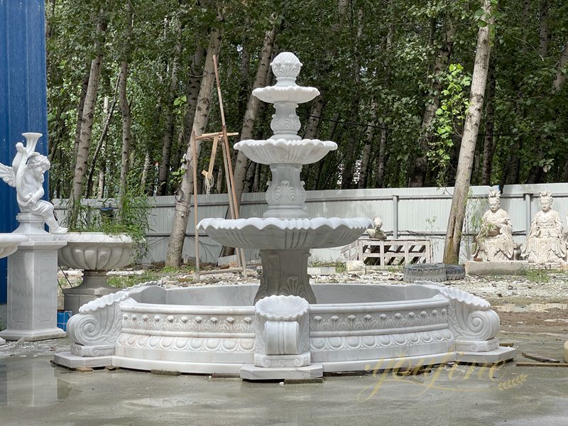 Classical Outdoor White Marble Water Garden 3 Tiers Fountain For Sale MOKK-96