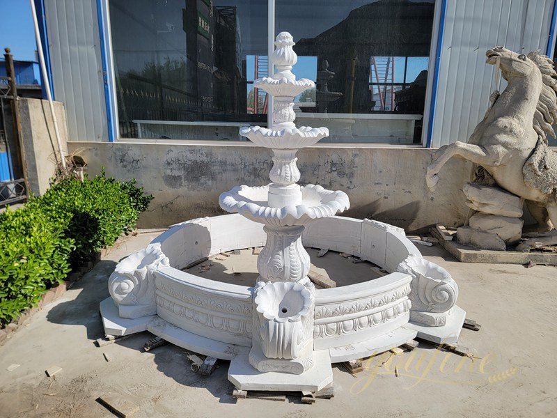 Classical Outdoor White Marble Water Garden 3 Tiers Fountain For Sale MOKK-96