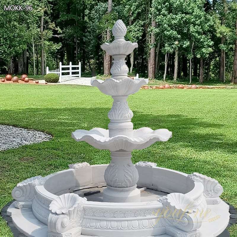 Classical Outdoor White Marble Water Garden 3 Tiers Fountain For Sale MOKK-96