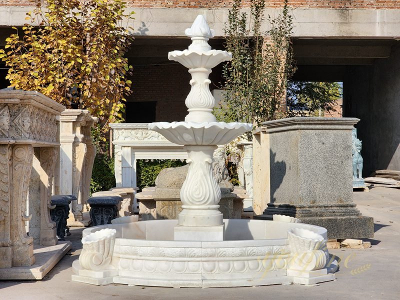 Classical Outdoor White Marble Water Garden 3 Tiers Fountain For Sale MOKK-96