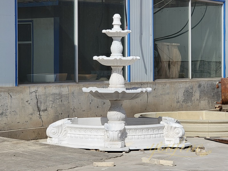 Classical Outdoor White Marble Water Garden 3 Tiers Fountain For Sale MOKK-96
