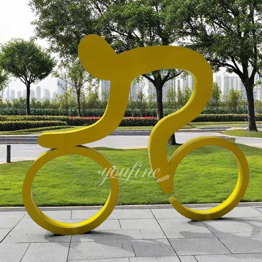 Colorful Abstract Stainless Steel Metal Bicycle Sculpture for Garden Decor