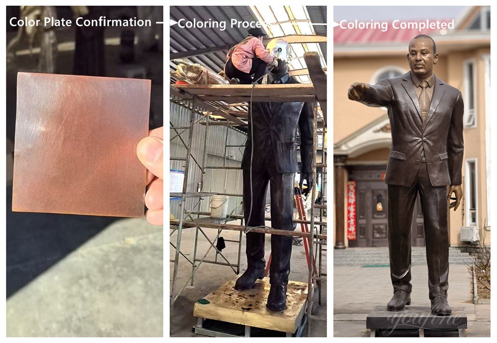 Coloring process for the Ethiopian Prime Minister sculpture