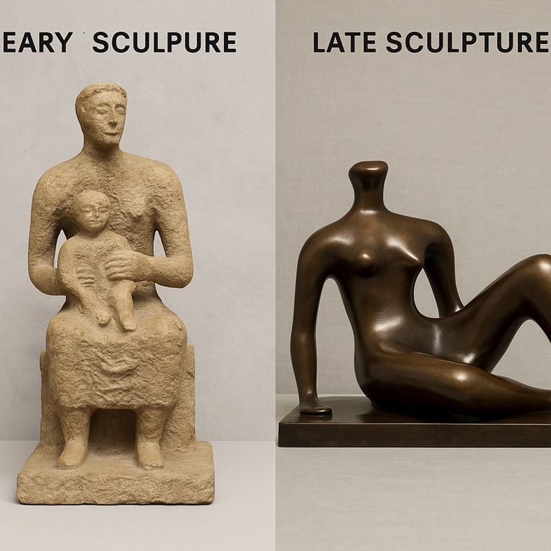 Comparison of Henry Moore early and late sculptures