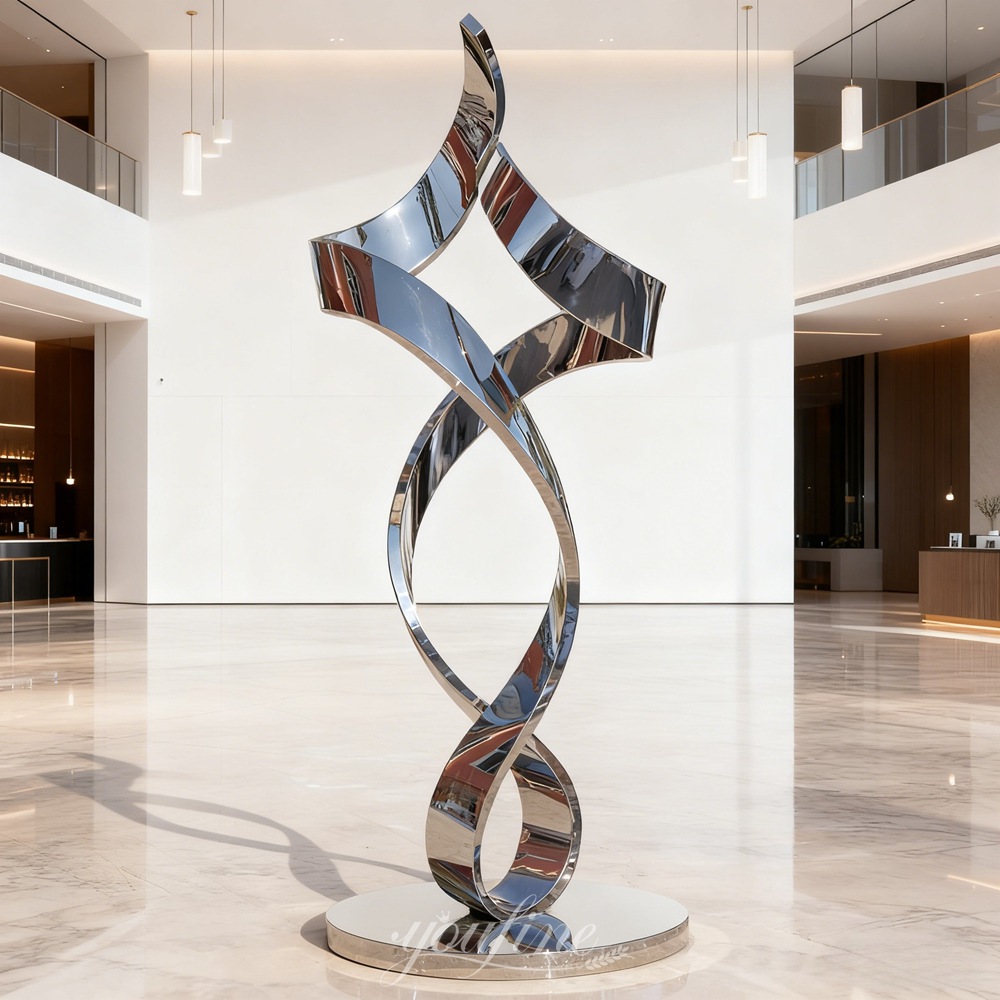Contemporary Stainless Steel Twist Sculpture for Hotel Lobby Decor