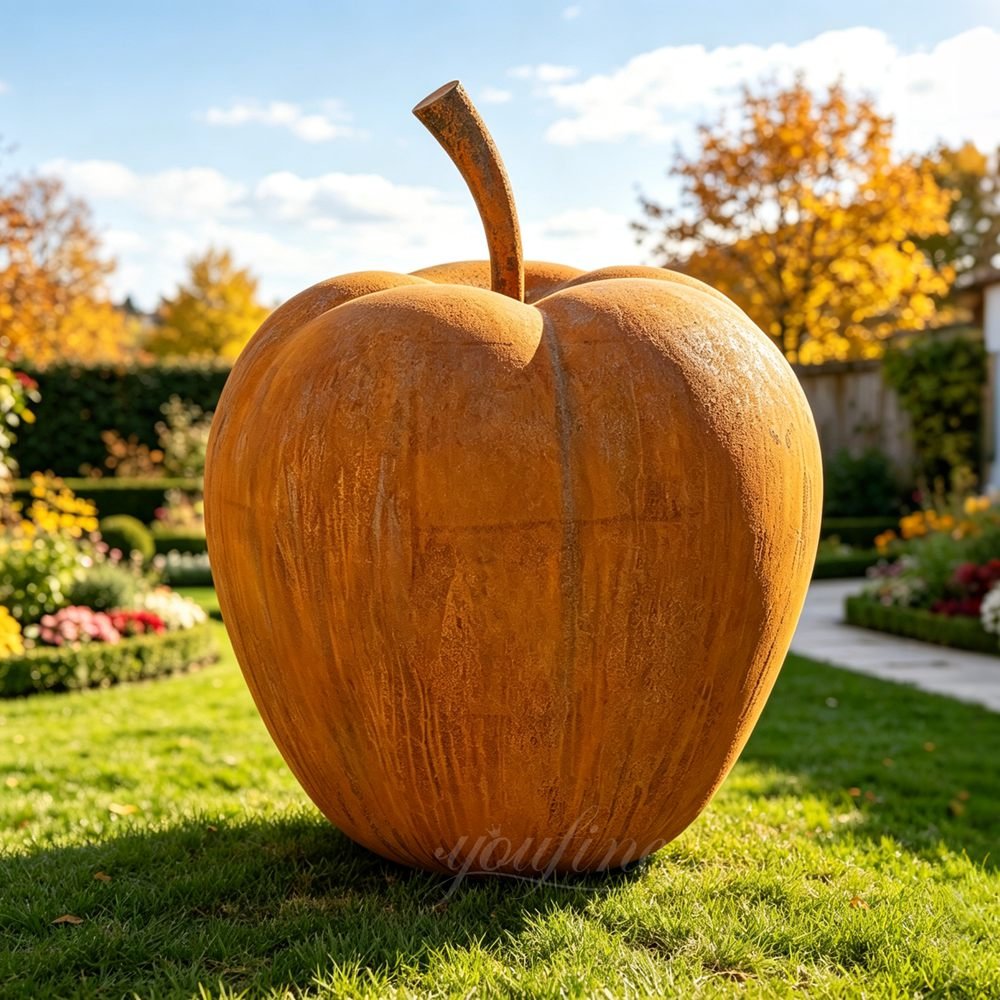 Corten Steel Apple Sculpture for Garden