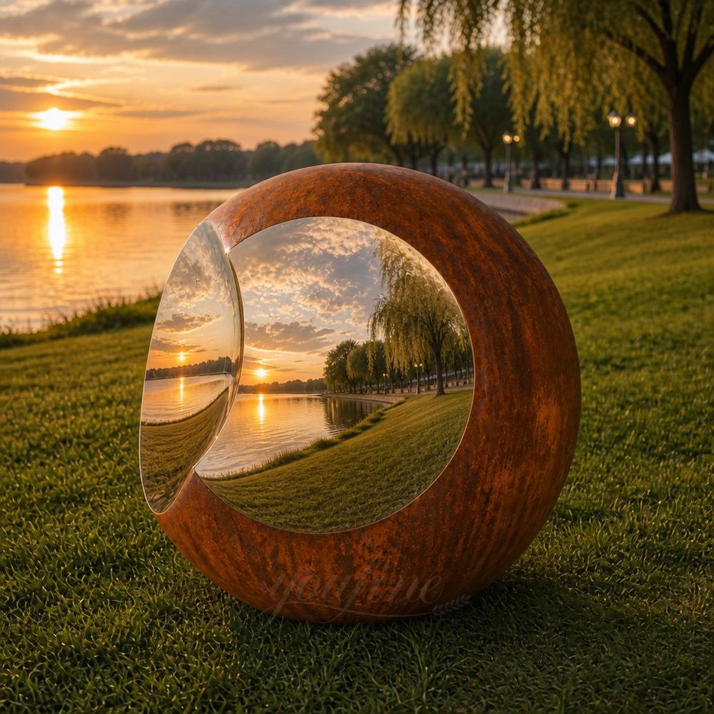 Corten Steel Bite Sculpture for Lakeside Decor