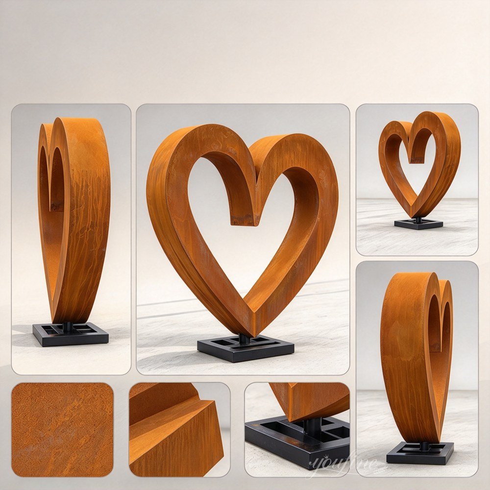Corten Steel Heart Sculpture Details