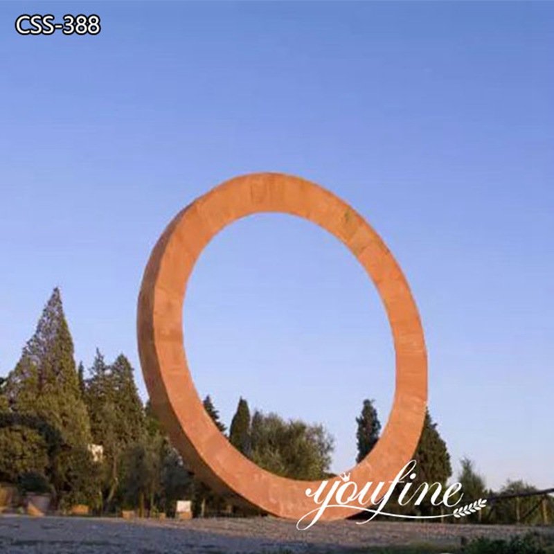 Corten Steel Metal Ring Sculpture Outdoor Decor Factory CSS-388 (3)