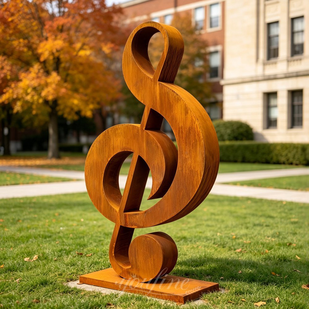Corten Steel Music Note Sculpture for Campus Decor
