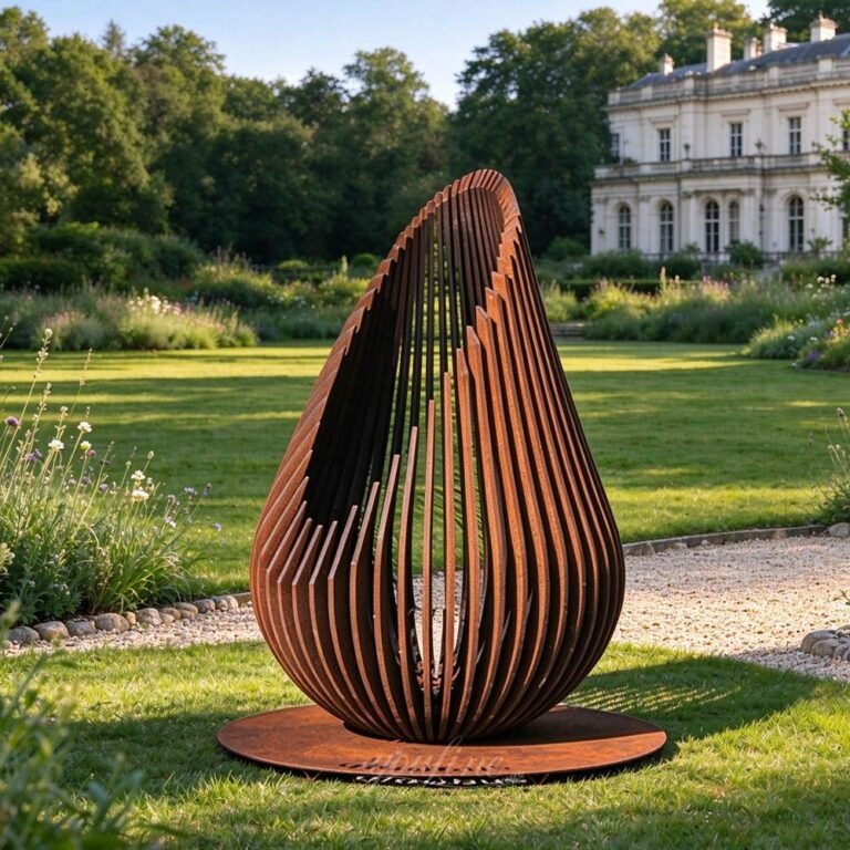 Corten Steel Outdoor Fire Pit Sculpture