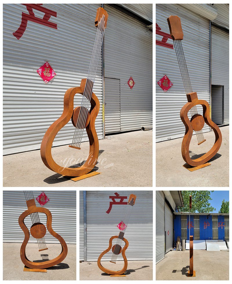 Corten Steel Outdoor Guitar Sculpture Details
