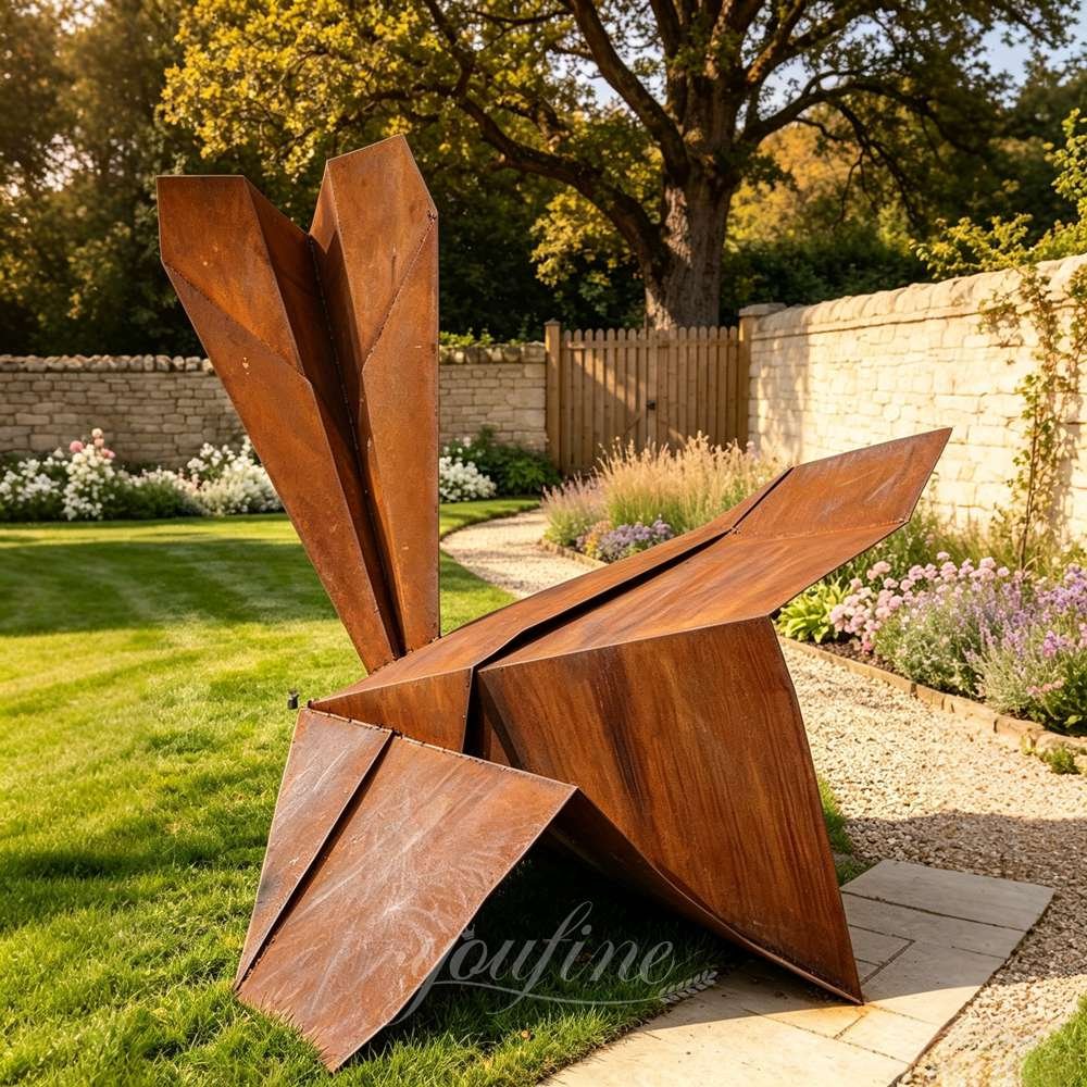 Corten Steel Paper Airplane Sculpture for Rustic Garden