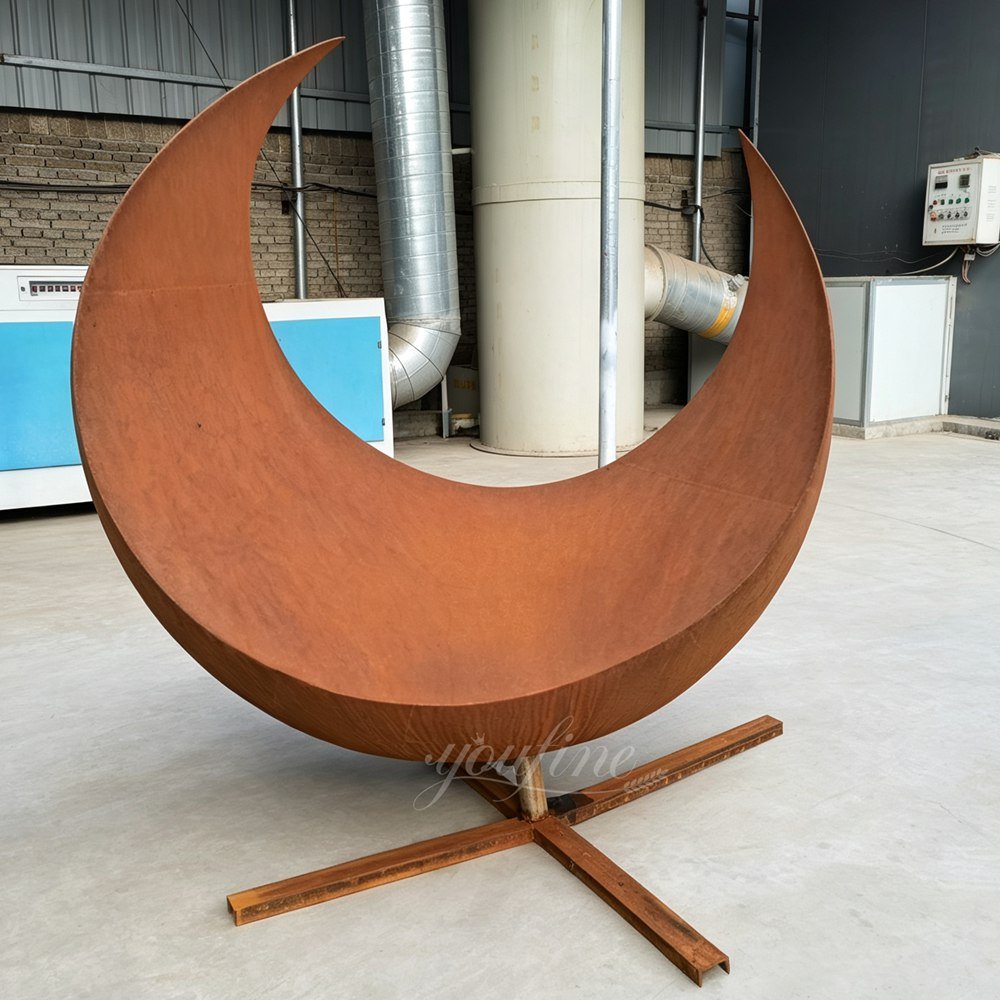 Corten Steel Semi-Moon Sculpture Front View