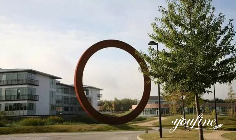 Corten steel Metal ring sculpture- YouFine Sculpture (1)