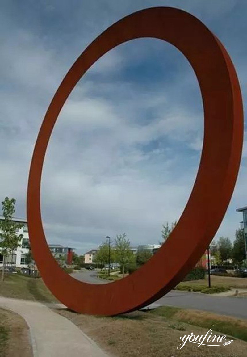 Corten steel Metal ring sculpture- YouFine Sculpture (4)