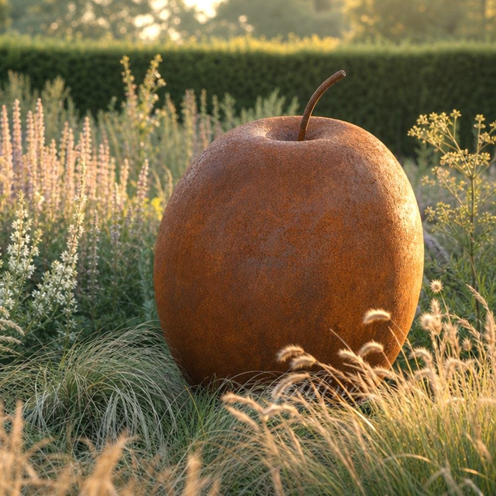 Corten steel apple sculpture