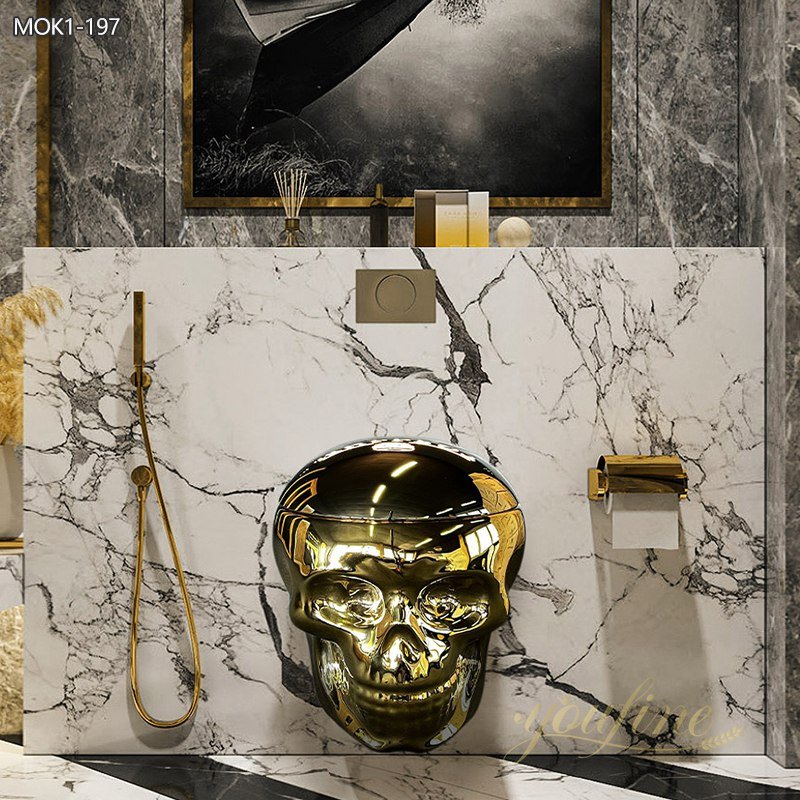 Creepy Marble Skull Toilet Bowl for Bathroom