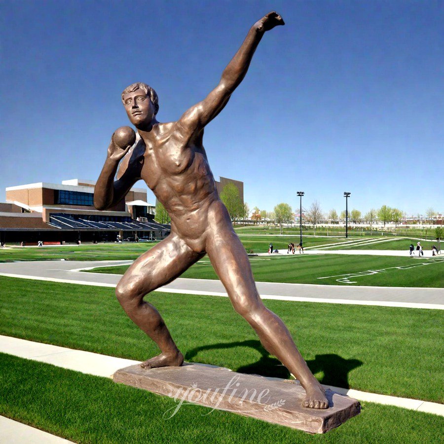 Custom 63 In Bronze Shot Put Statue for Sports Field Decor