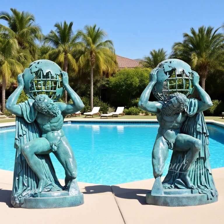 Custom Lifelike Bronze Atlas Shrugged Statue for Pool Decor