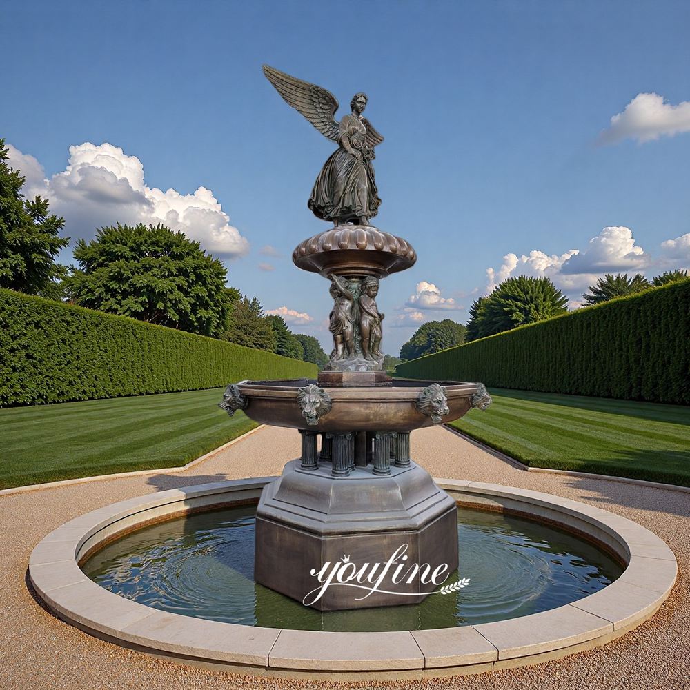 Custom Bronze Bethesda Angel of the Waters Statue Fountain for Large Manor Decor