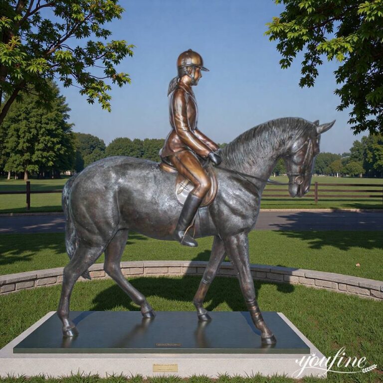 Large Bronze Horse and Girl Statue for Lawn Decor