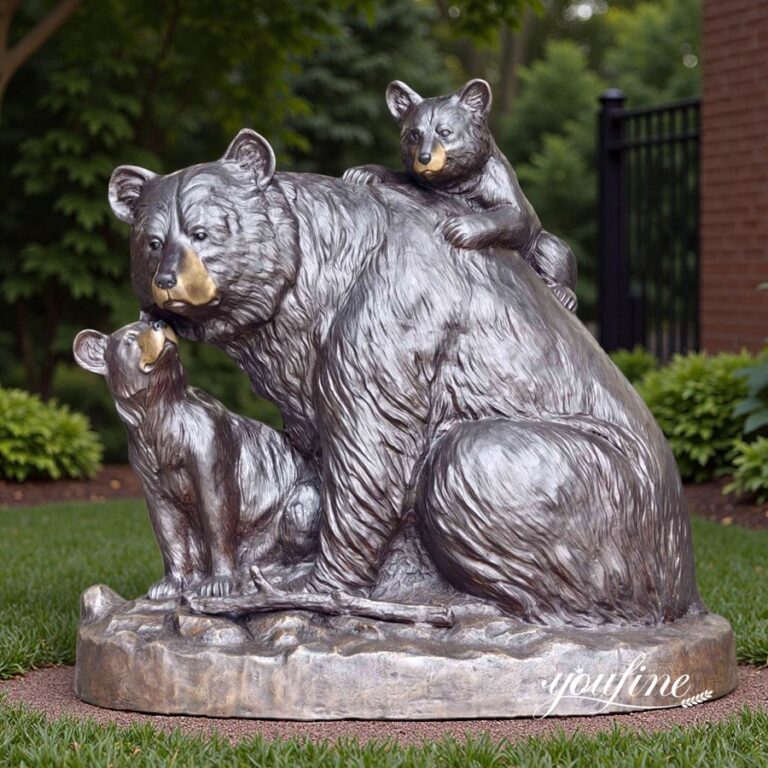 Custom Bronze Warm Bear Family Statue for Garden Decor