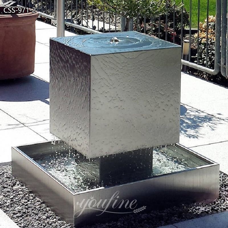 Custom Cube-Shaped Stainless Steel Fountain Elevate Your Space