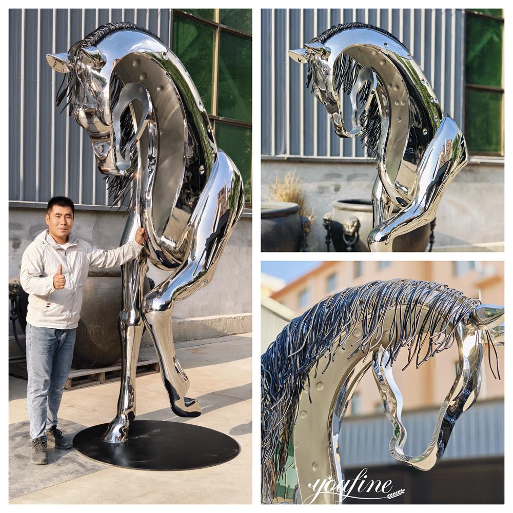 Custom Hollow Stainless Steel Abstract Horse Head Sculpture Details