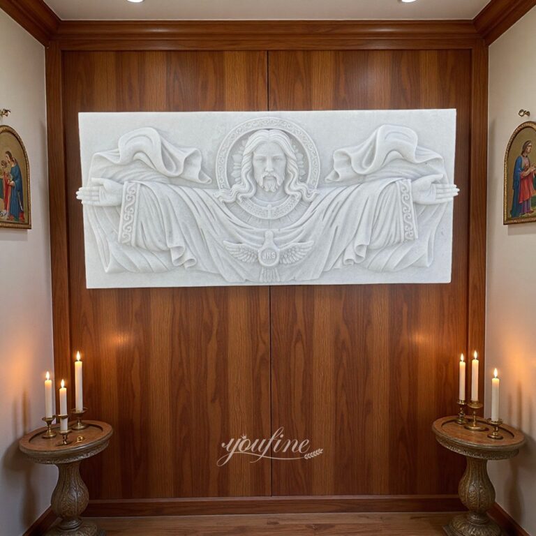 Custom Jesus Relief Sculpture in Marble for Prayer Room Decor