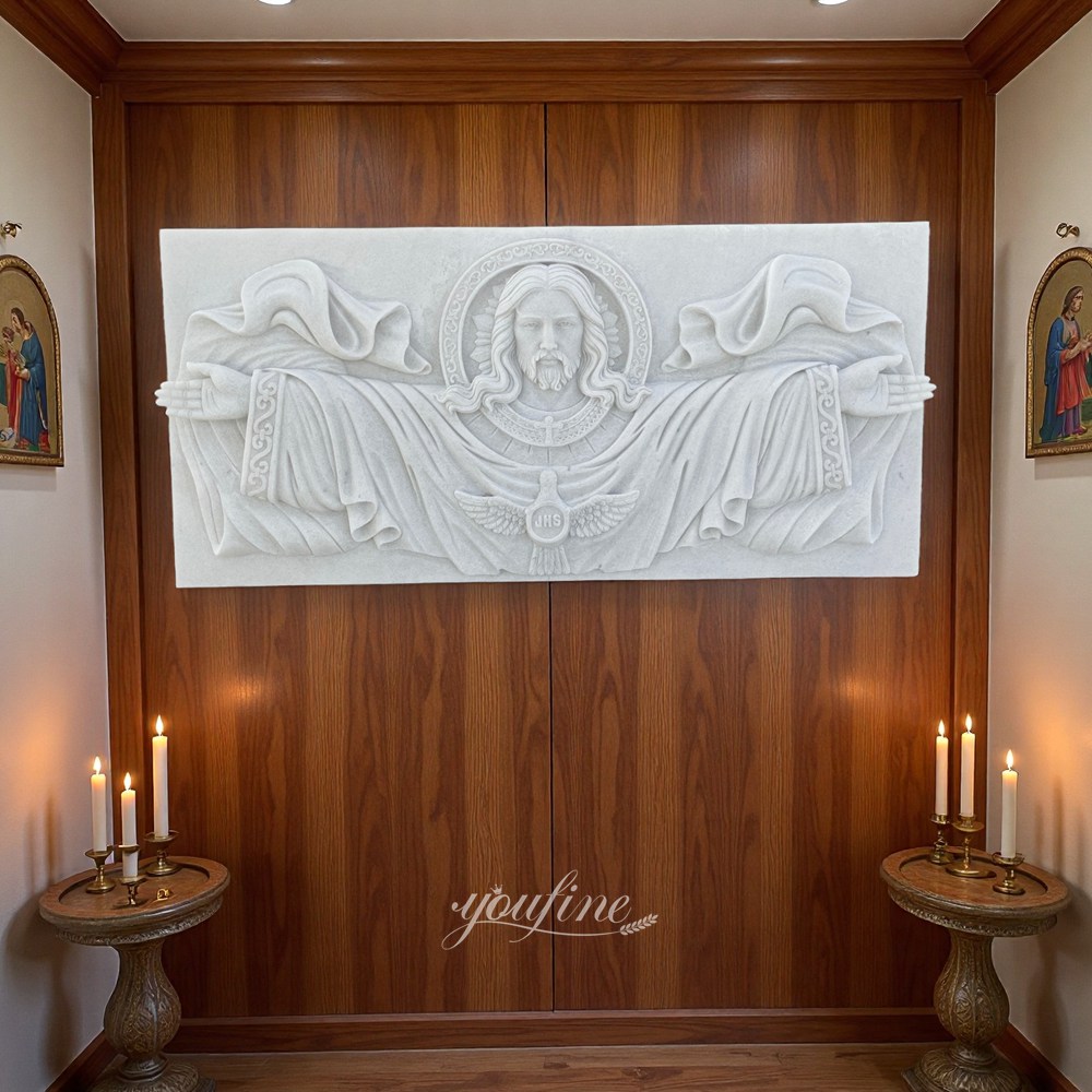 Custom Jesus Relief Sculpture in Marble for Prayer Room Decor